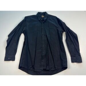 Harley Davidson Mens Long Sleeve Button Up Shirt Black Pinstripe Pocket Medium